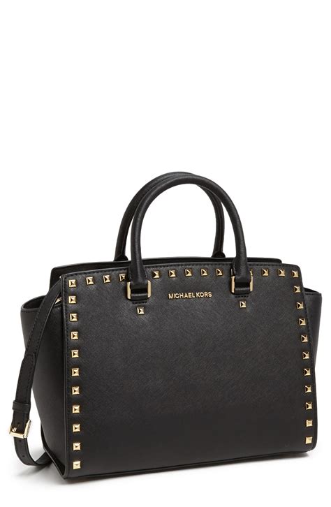 michael kors selma large saffiano leather satchel black|Michael Kors marilyn medium.